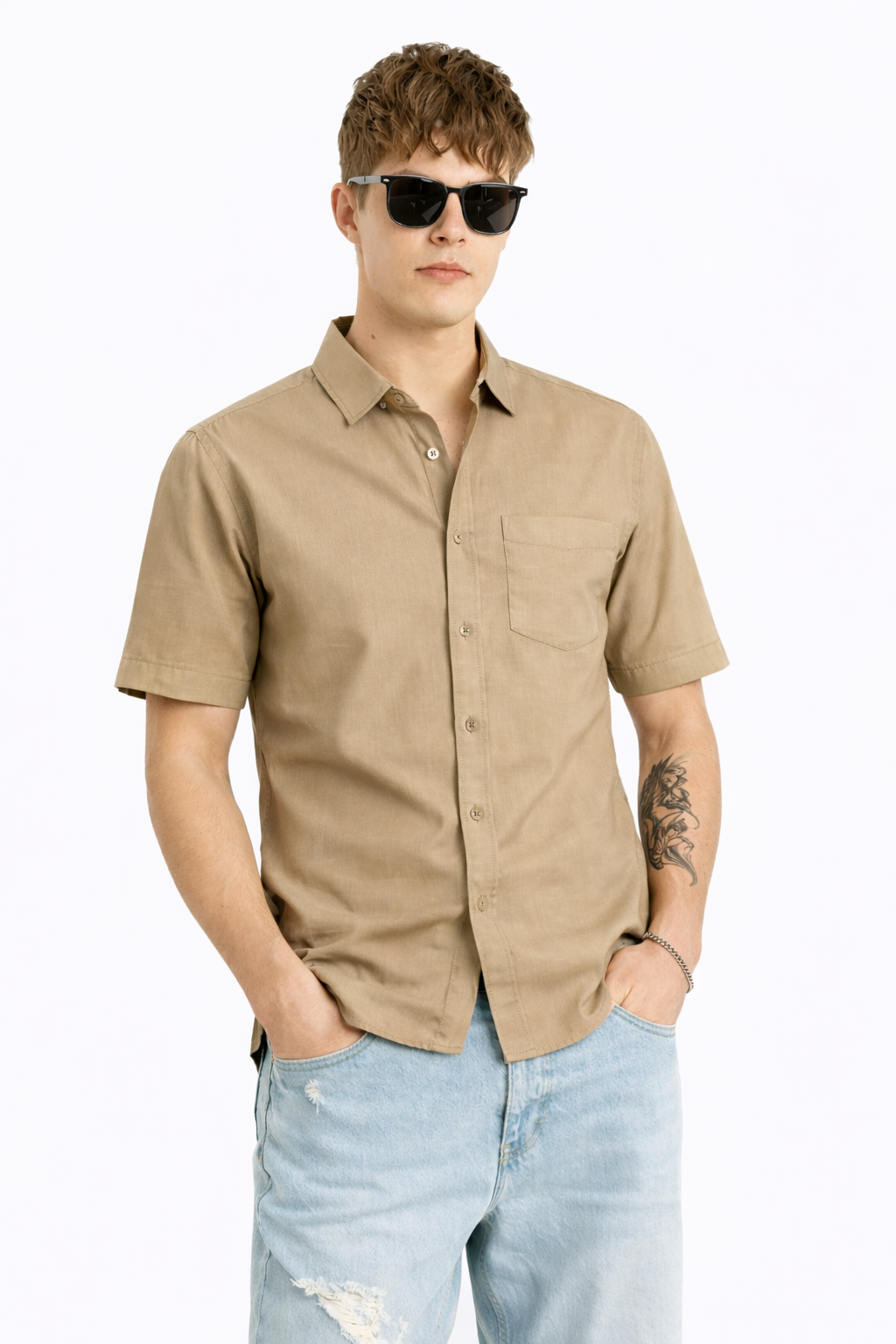 MENS LINEN HALF SHIRT
