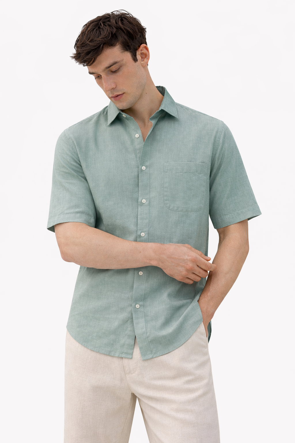 MENS LINEN HALF SHIRT