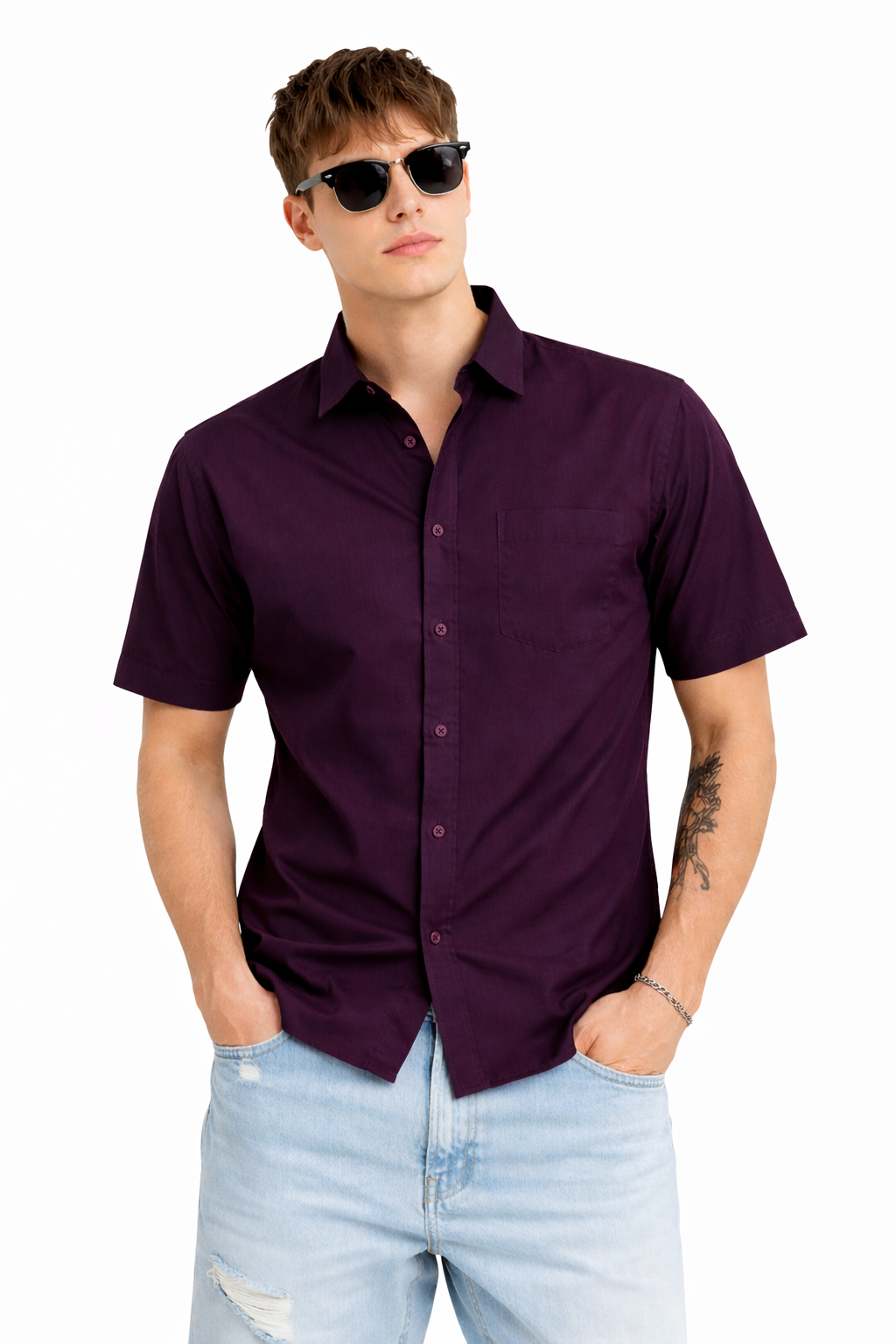 MENS LINEN HALF SHIRT